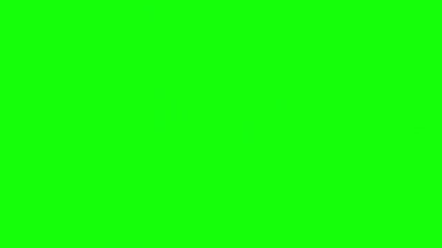 Animated hanging red sale price tags and comic style burst on green screen for store events.