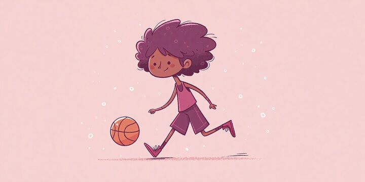 basketball comical animation of basketball player dribbling and shooting the basketball