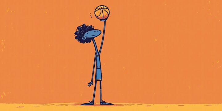 basketball comical animation of basketball player dribbling and shooting the basketball