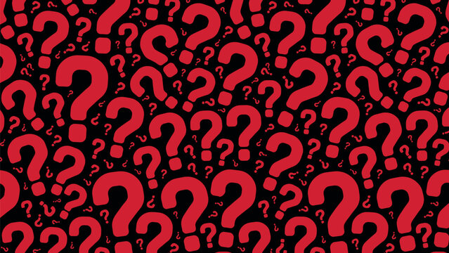 Red question mark pattern on a solid black background