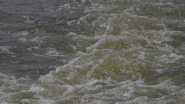 Turbulent Water Trails Power Boat on North Carolina Lake