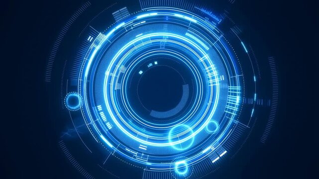 Futuristic blue hud interface animation with rotating digital elements