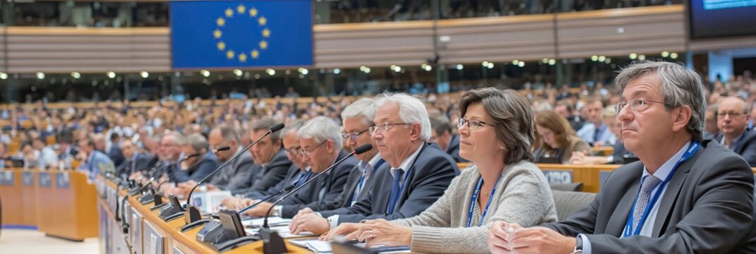 European union parliamentary meeting with politicians gathered