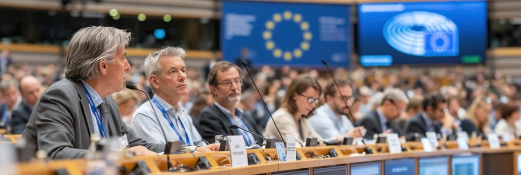 European union parliamentary meeting with politicians gathered