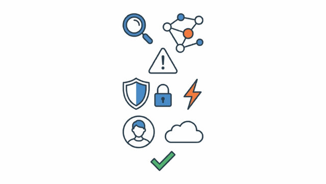 AI threat detection vertical icon layout for business security