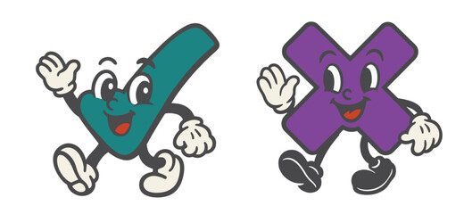 Obraz premium Cartoon characters representing choices vector element set