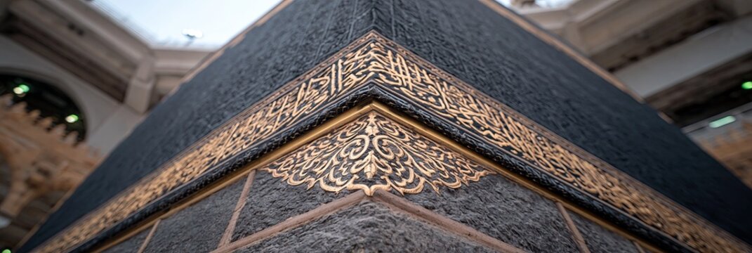 closeup of kaaba in mecca 