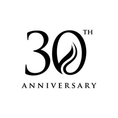 Obraz premium Number 30 years anniversary for birthday celebration logo design inspiration