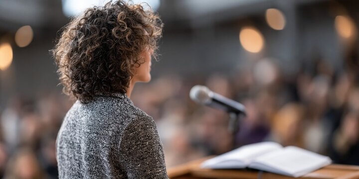 Photo of female pastor giving sermon