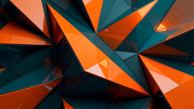 Abstract geometric pattern with orange and teal triangles