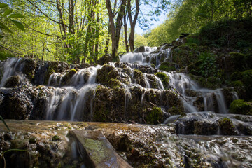 Obraz premium Taorska Vrela, a popular tourist destination in Serbia with numerous waterfalls and beautiful nature 