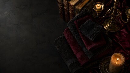 Naklejka premium Suitcase, vintage, leather aesthetic flat lay composition on a soft neutral background