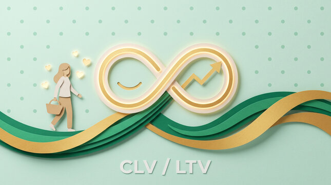 CLV LTV Minimalist Paper Cutout Infinity Loop Rising Value