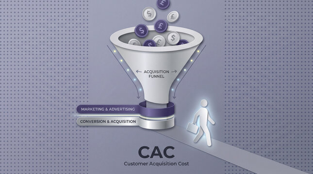 CAC Minimalist Paper Cutout Funnel Coins Customer Silhouette