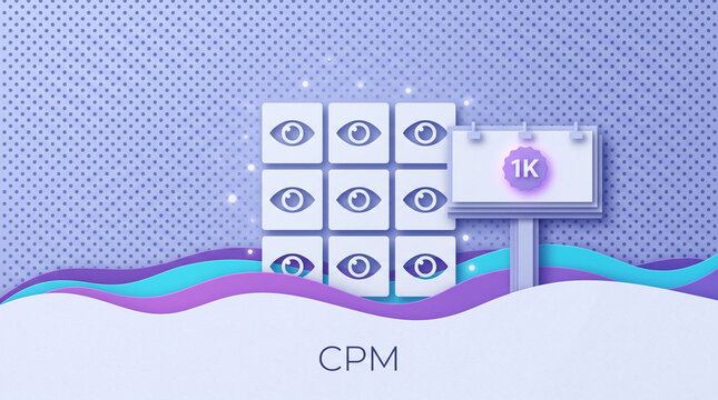 CPM Minimalist Paper Cutout Eye Grid Billboard Broad Reach