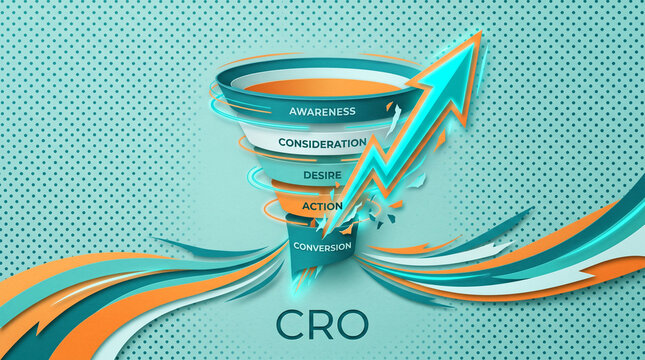 CRO Minimalist Paper Cutout Funnel Breakthrough Arrow 