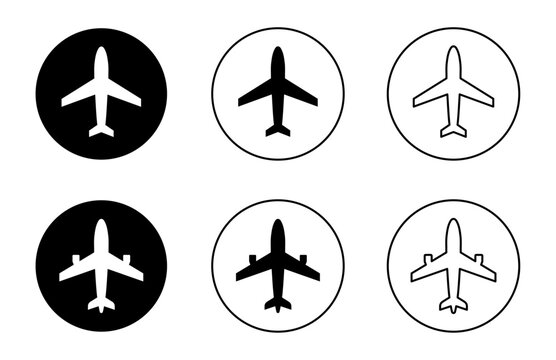 Aeroplane icon set, aircraft or plane clipart collection