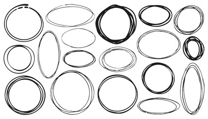 Hand drawn sketch circles and ovals on white background for infographic elements or design templates © NB Visual