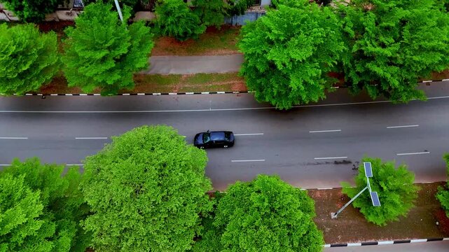Drone overhead shot of a beautiful street in abuja nigeria