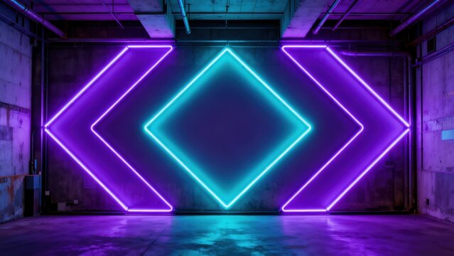 neon light installation in industrial space