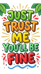 Fototapeta premium Colorful Trust Message Handwritten Text with Bright Sunburst Background Illustration
