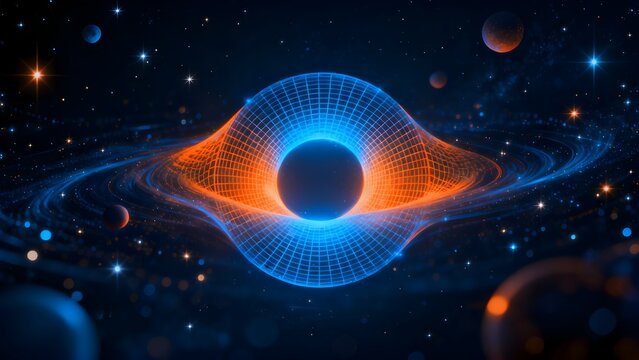 Abstract space portal with glowing orb