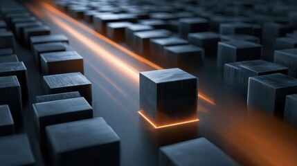 Fototapeta premium An analytical beam inspects AI decision paths, revealing distortions and issues pre-output, highlighting the need for fairness engineering.