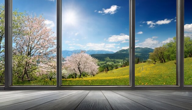 zoom background large window with spring view