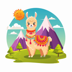 Fototapeta premium Baby-Alpaka im Hochland (Peru-Stil)