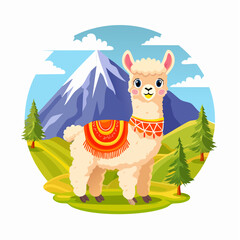 Fototapeta premium Baby-Alpaka im Hochland (Peru-Stil)