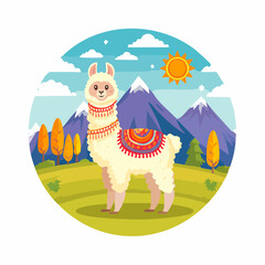 Fototapeta premium Baby-Alpaka im Hochland (Peru-Stil)