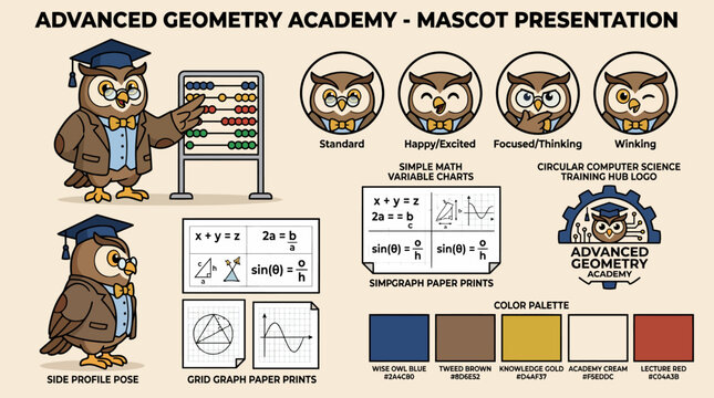 Owl Professor Teaching Advanced Geometry Concepts.