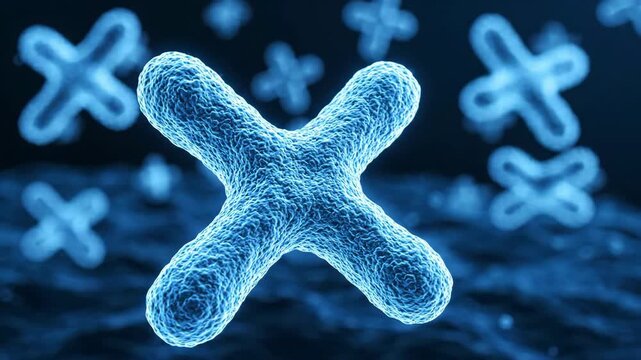 3d render of blue xshaped virus or bacteria cells 4k video