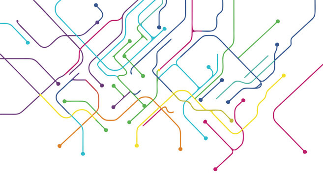 Abstract Multicolored Subway Map Lines Design Vector Illustration EPS File for Creative Connectivity and Transportation Network Concepts