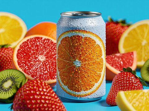 Aluminum Drink Can Mockup with Frosty Droplets