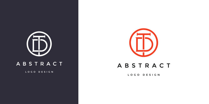 Letter DT logo design template featuring a minimalist circular monogram icon in orange and white colors for professional branding purposes