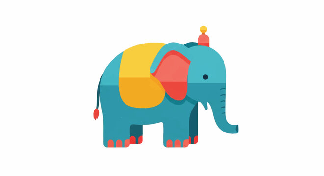 Brightly Colored Cartoon Elephant Graffiti Style Illustration.