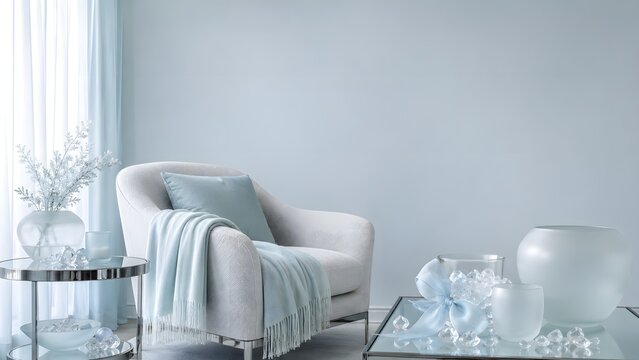 Interior, room, sofa aesthetic flat lay composition on a soft neutral background