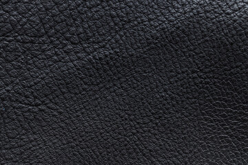 Fototapeta premium Black leather texture background with detailed grain pattern, abstract material surface for design and fashion industry