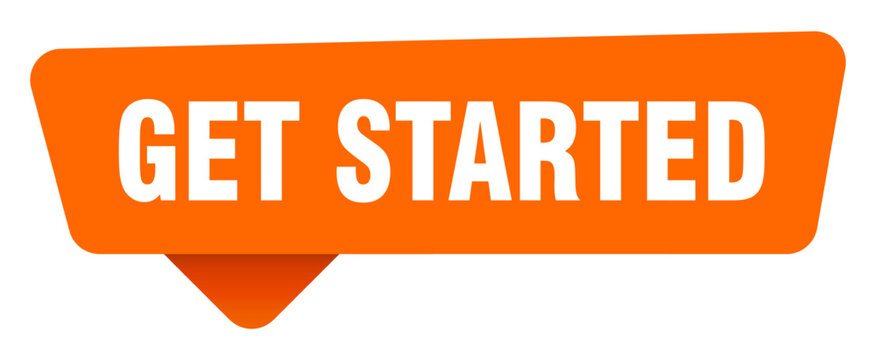 get started sticker. get started orange sign isolated on transpatent background