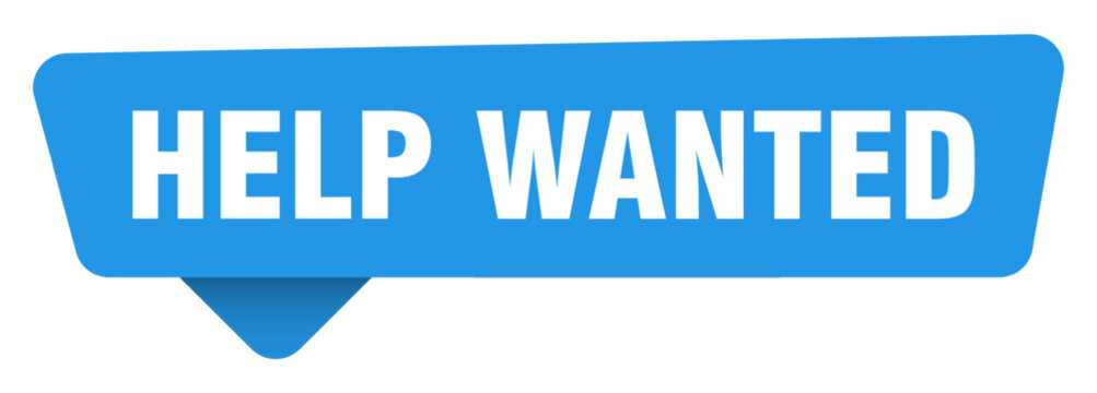 help wanted sticker. help wanted blue sign isolated on transpatent background