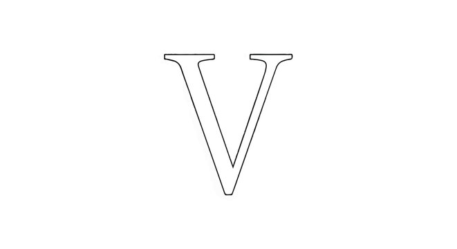 Elegant serif letter V standing alone on a white background.