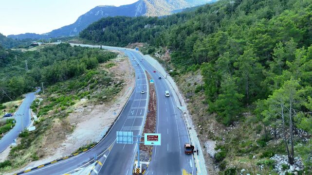 Aerial View of &Ccedil;ıralı Junction Road in Antalya, Turkey