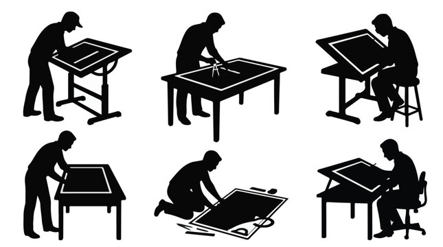 Silhouette of cartographer with Location Pin at Waist Level in Minimalist Style
