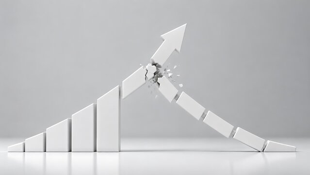 Rising business graph with arrow breaking through ceiling represents growth and overcoming challenges. concept of financial success, breakthrough strategies, corporate progress.