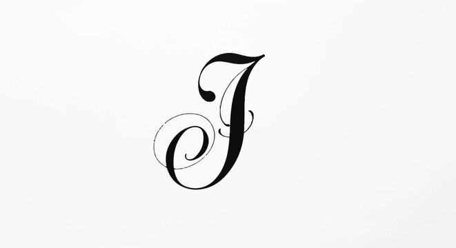 Elegant black calligraphic letter J on white background.