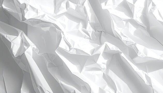 Abstract White Crumpled Paper Texture Background.