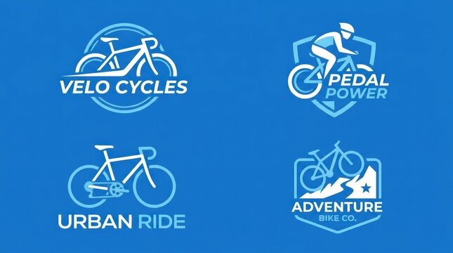 Four bicycle logo designs for cycling brands and urban activities