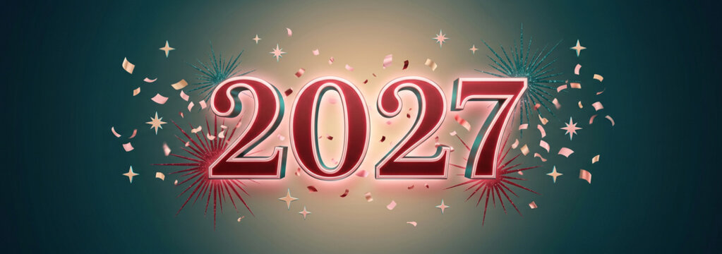 Celebratory New Year 2027 with Sparkling Fireworks and Festive Atmosphere