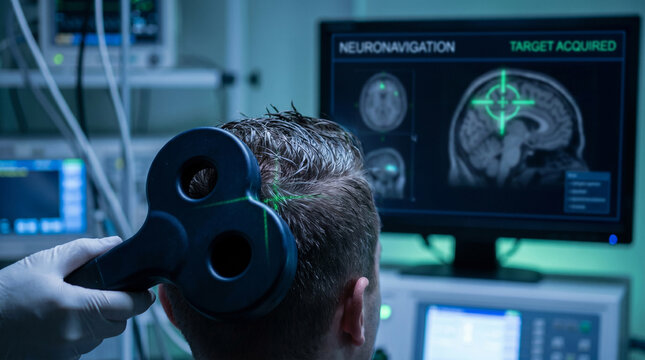 Transcranial magnetic stimulation brain therapy in clinical laboratory